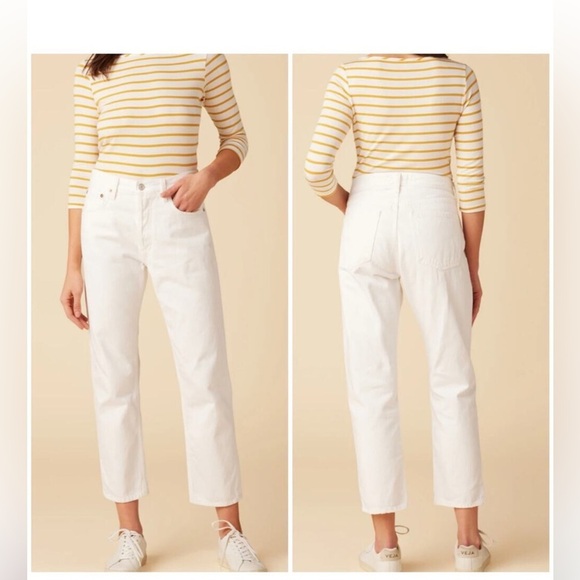 New Agolde Parker Straight Jeans White Milkshake Plus Size 32 Button Fly - Picture 3 of 12